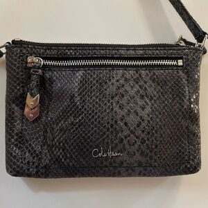 Cole Haan crossbody bag grey lizard pattern
